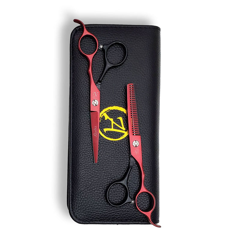 Red and Black Salon Scissors Set